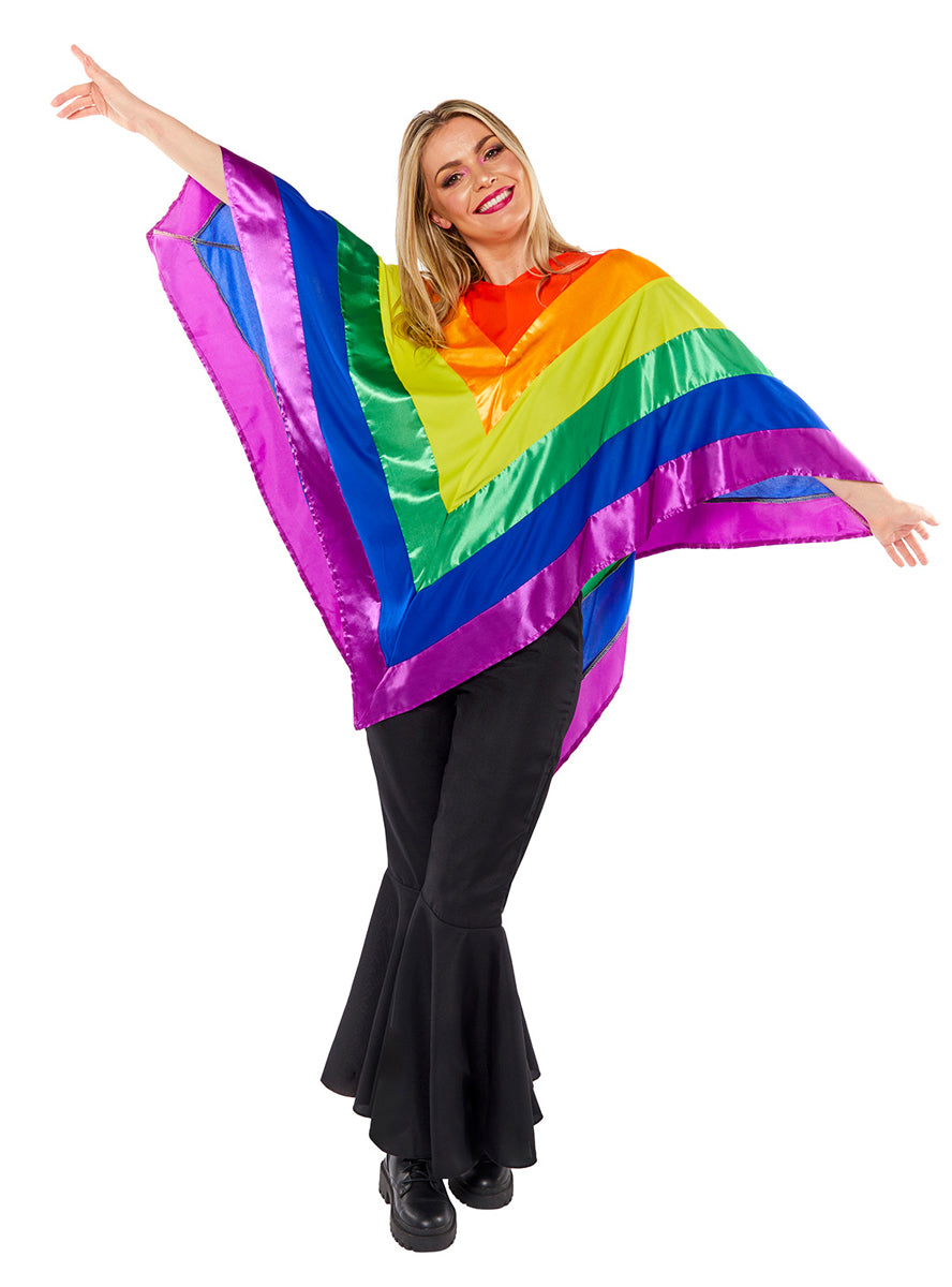 Adults Rainbow Pride Mardi Gras Costume Cape - Main Image
