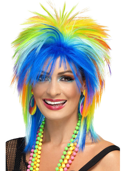 80s Rainbow Mullet Punk Costume Wig