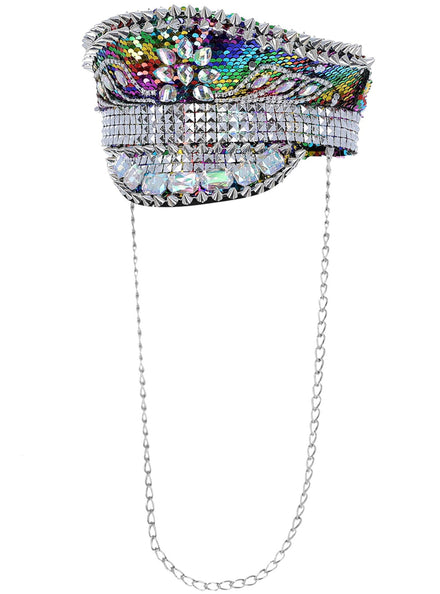 Rainbow Studded Mardi Gras Festival Costume Hat - Main Image