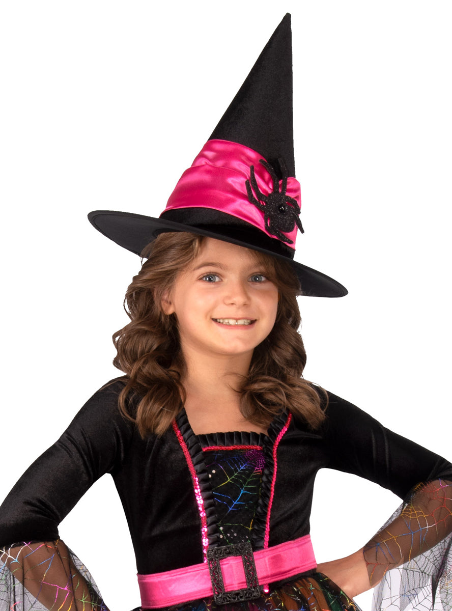 Girls Rainbow Spider Witch Halloween Costume - Close Image