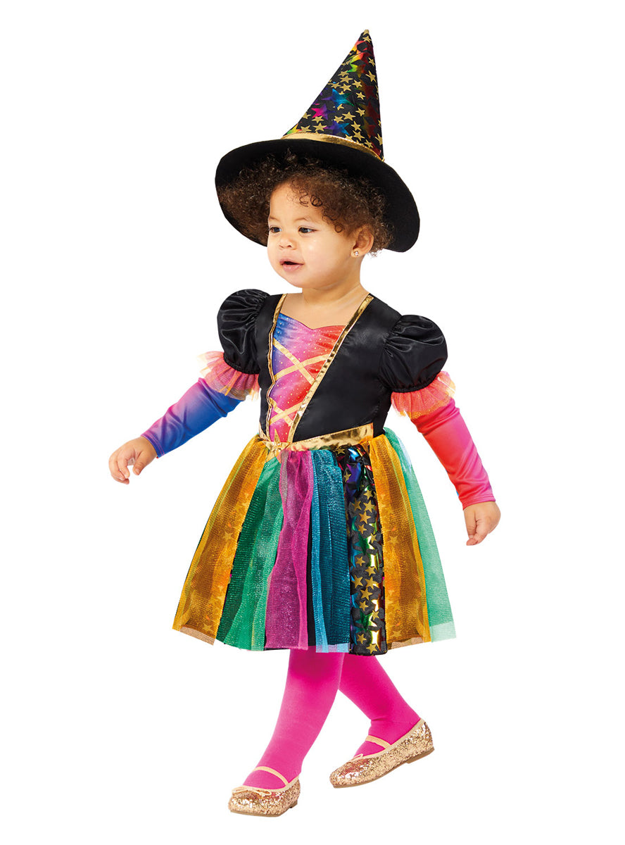 Girls Rainbow Tutu Witch Halloween Costume - Alternative Image 1