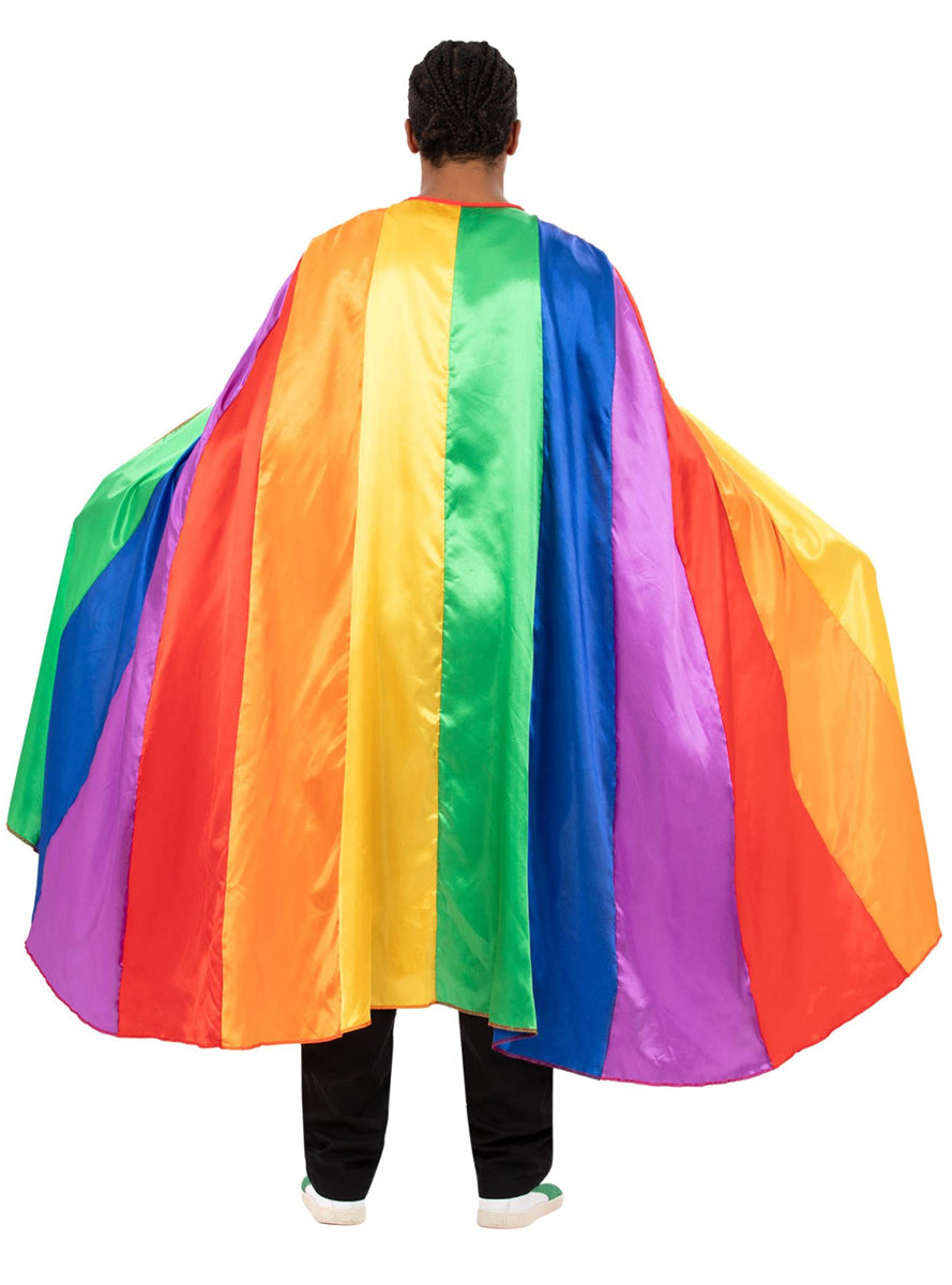 Adults Rainbow Striped Mardi Gras Costume Cape - Alternative Image