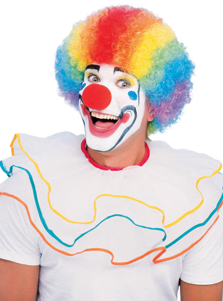 Adults Rainbow Striped Clown Afro Costume Wig - Main Image