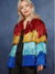 Womens Rainbow Striped Fringed Festival Costume Jacket - Main Image