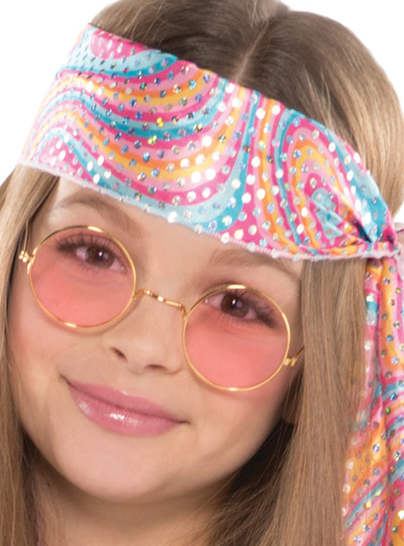 Teen Girls Rainbow Swirl 1970s Disco Costume - Close Image 1