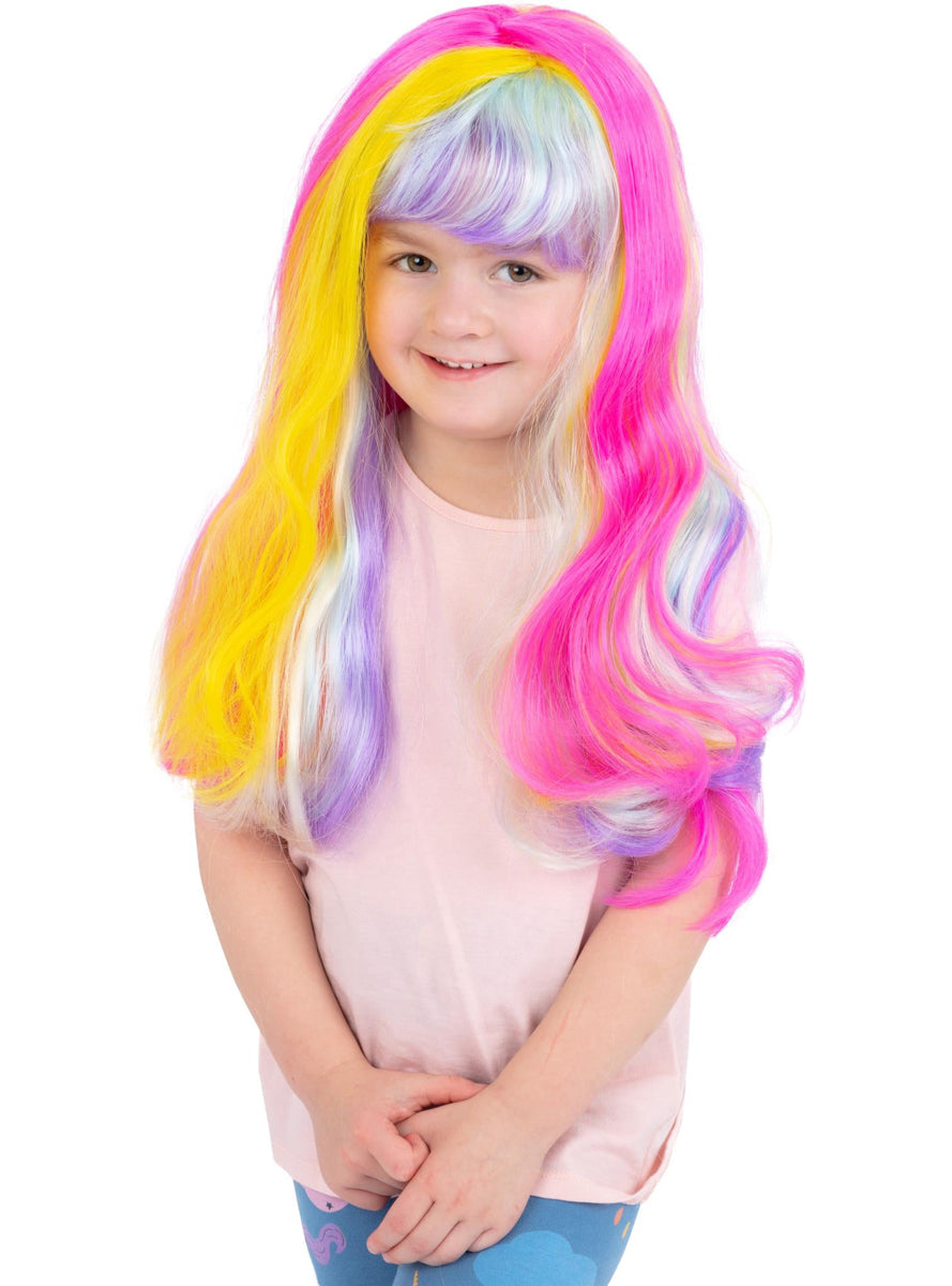 Long Rainbow Costume Wig for Girls - Main Image