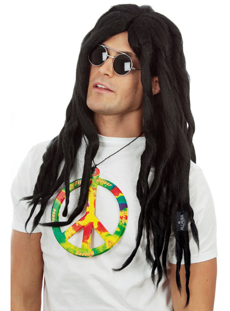 Rasta Mens Black Dreadlocks Costume Wig - Alternative Image