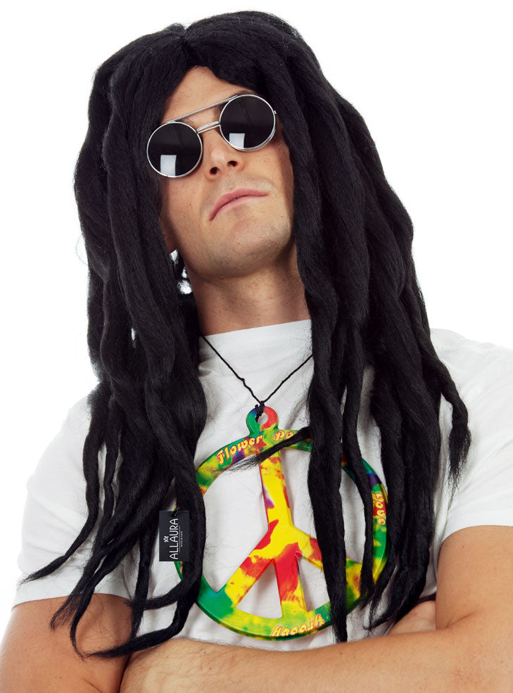 Rasta Mens Black Dreadlocks Costume Wig - Main Image