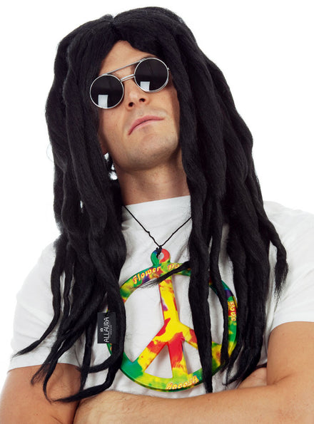 Rasta Mens Black Dreadlocks Costume Wig - Main Image