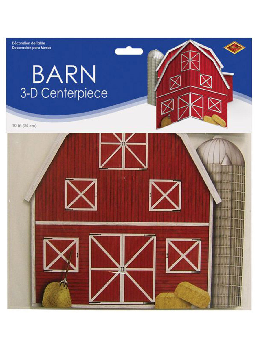 3D Red Barn 25cm Table Centrepiece Decoration