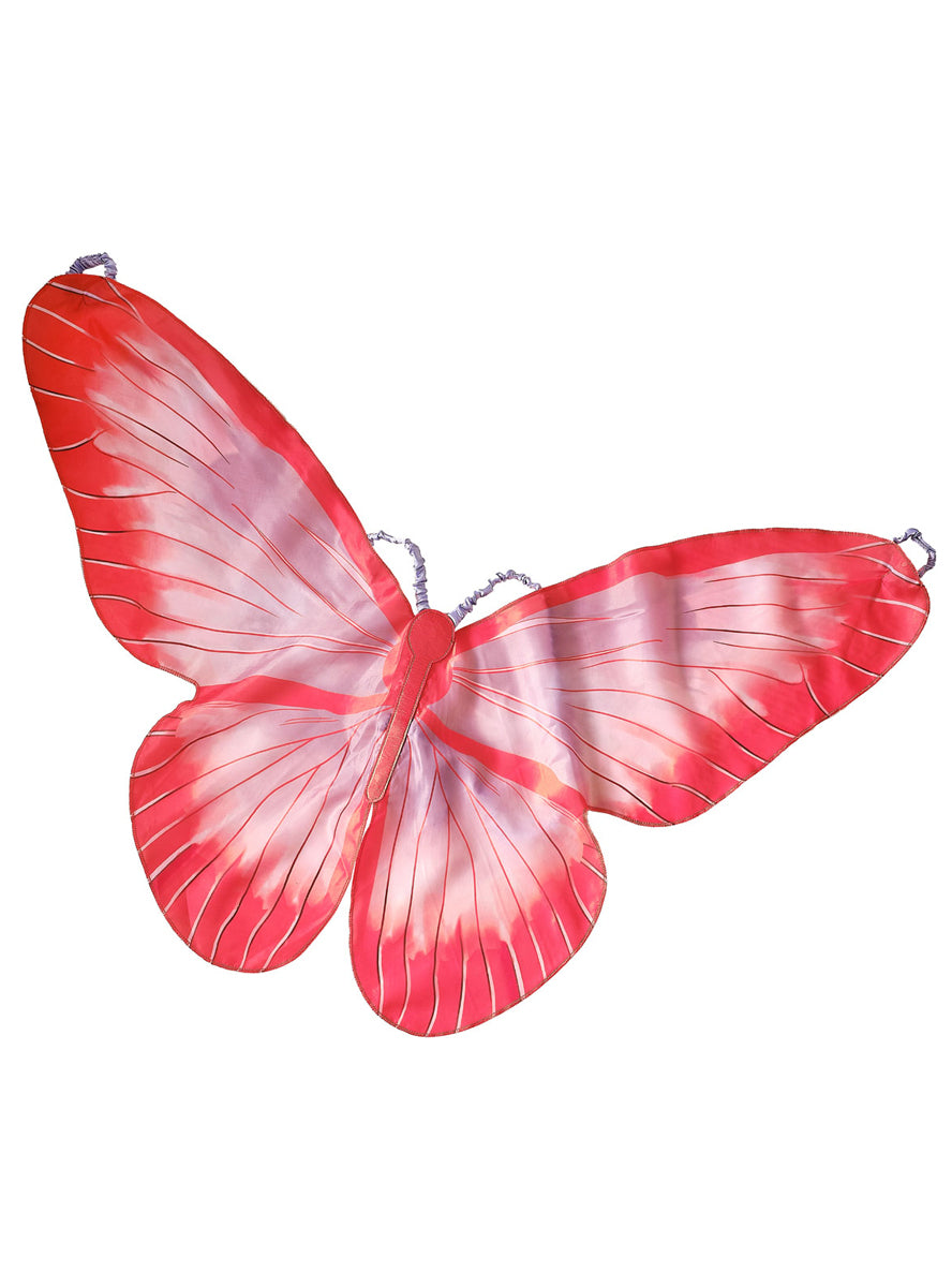 Girls Deluxe Red And Purple Fabric Fairy Costume Wings - Alternative Image
