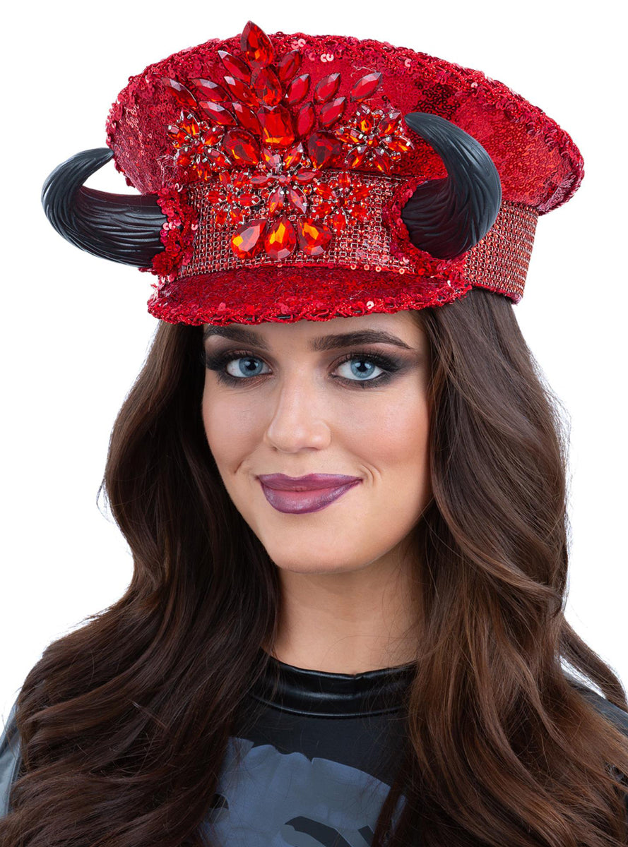 Red Devil Sequin Festival Hat - Alternate Image