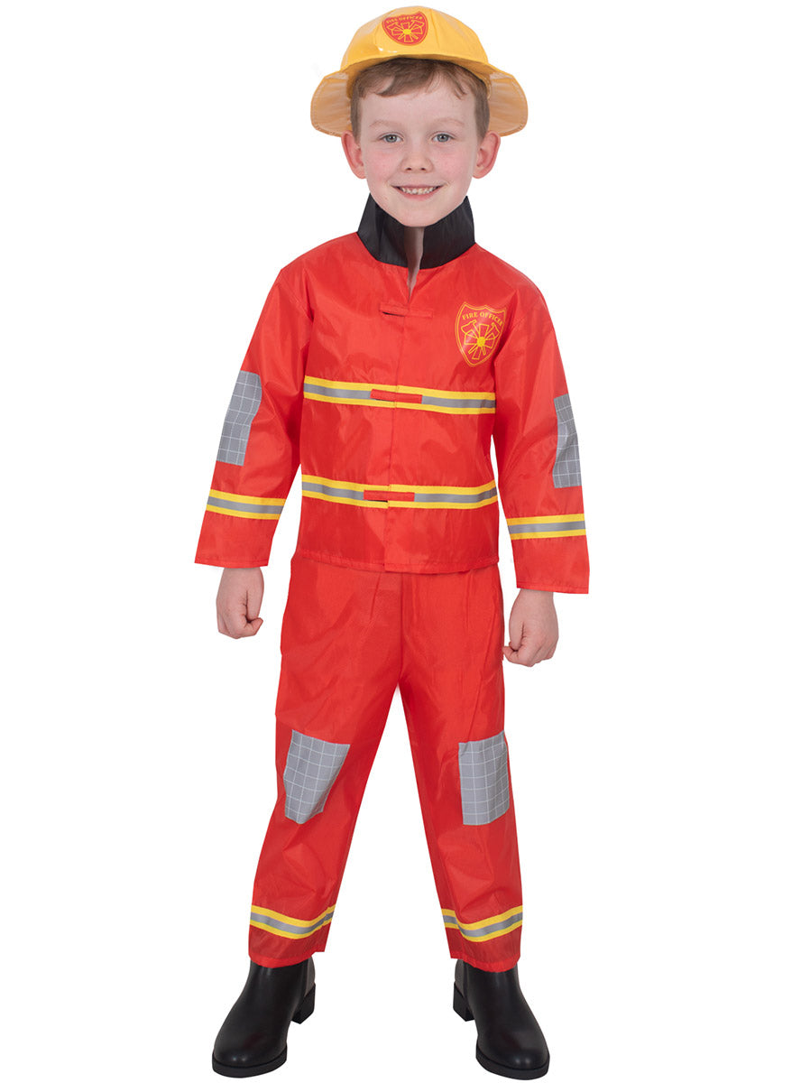 Boys Occupation Themed Red Fire Fighter Costume - Main Image
