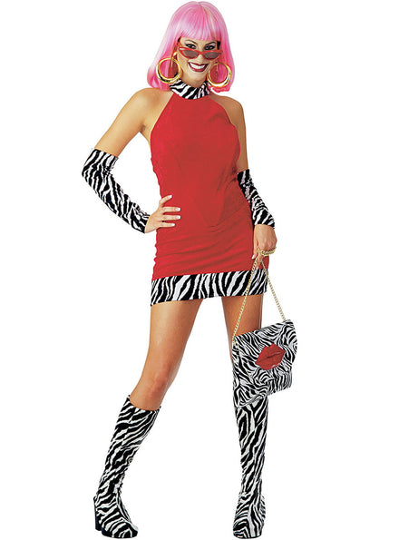 Main Image of Hot Mamma Womens Red And Zebra Print Pimp Costume