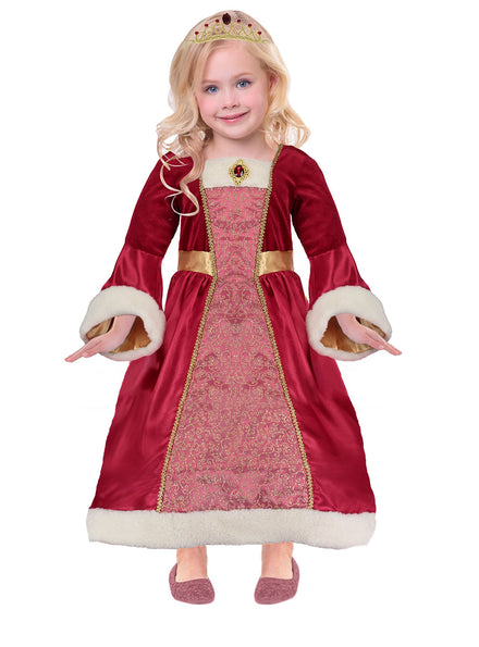 Red Medieval Princess Girls Costume - Main Image