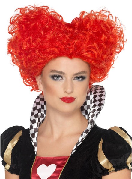 Red Queen Womens Curly Heart Shaped Costume Wig - Main Image