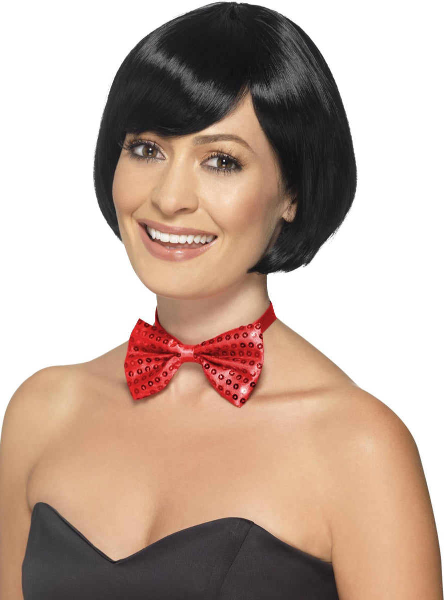 Adults Red Sequin Bow Tie - Alternate Image