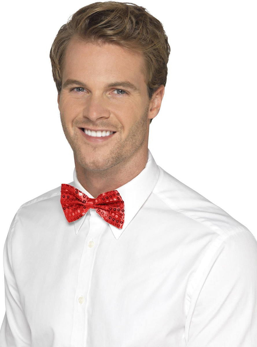 Red Sequin Adults Bow Tie - Main Image