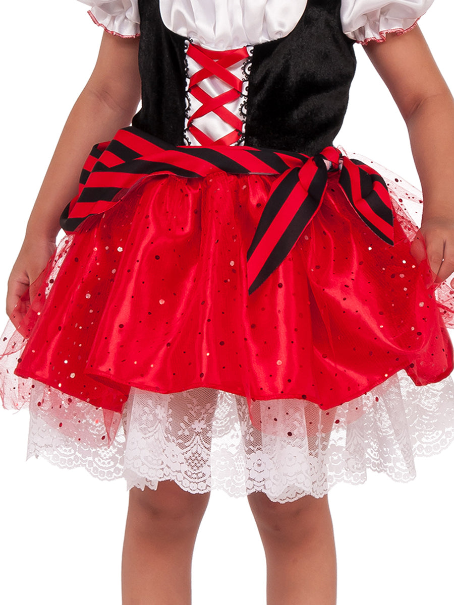 Red Pirate Costume for Toddler Girls - Close Image 2
