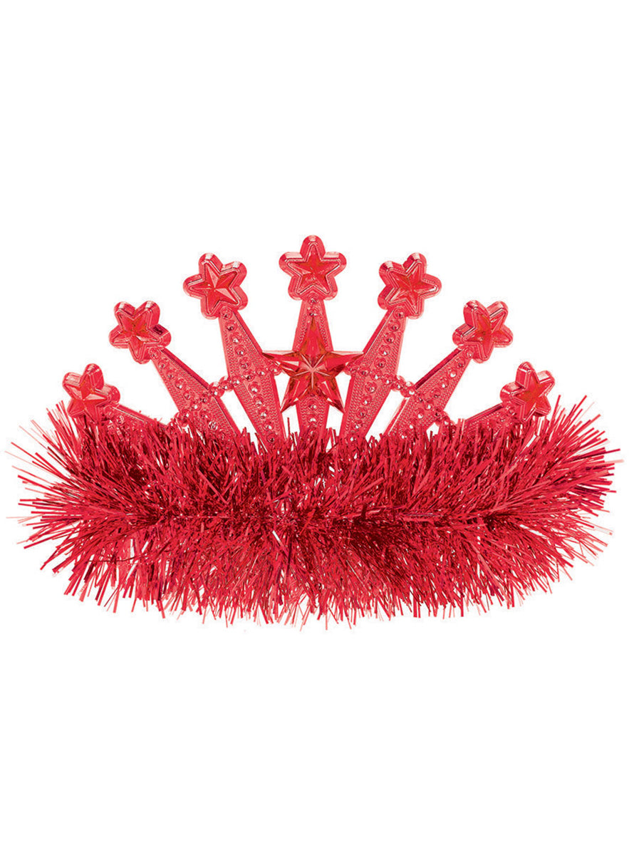 Red Tiara with Red Tinsel