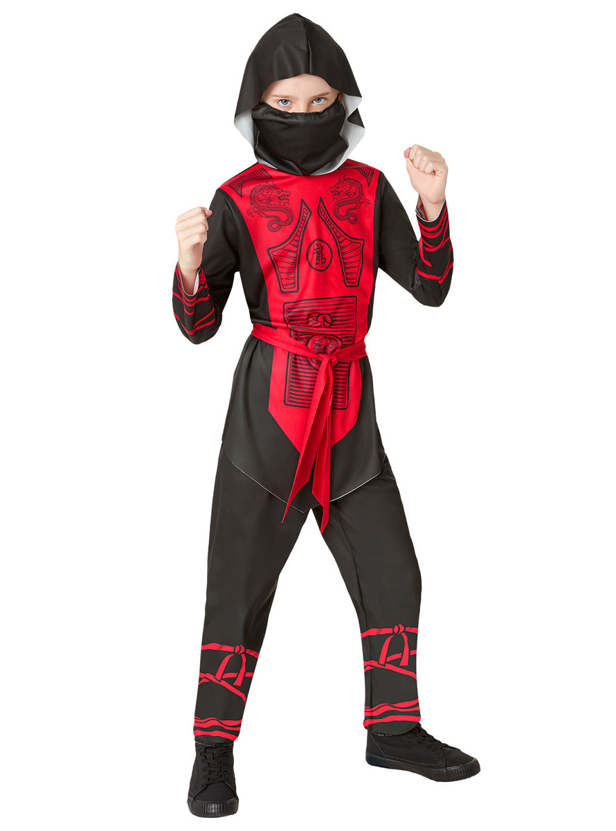 Boys Red And Black Japanese Ninja Costume - Main Image