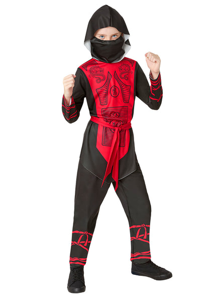 Boys Red And Black Japanese Ninja Costume - Main Image