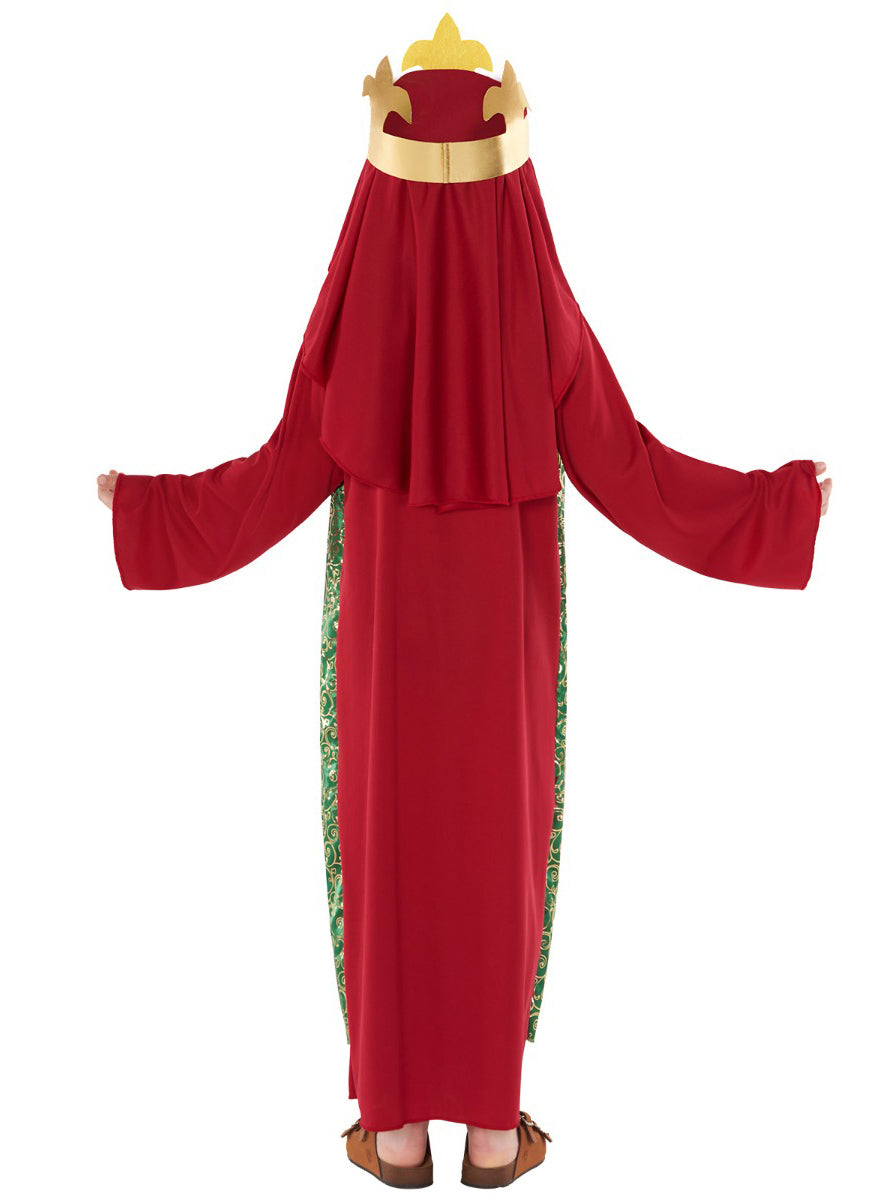 Boys Red Nativity King Biblical Christmas Costume Back Image