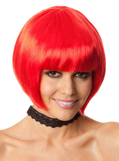 Red Party Bob Womens Costume Wig With Fringe - Main Image