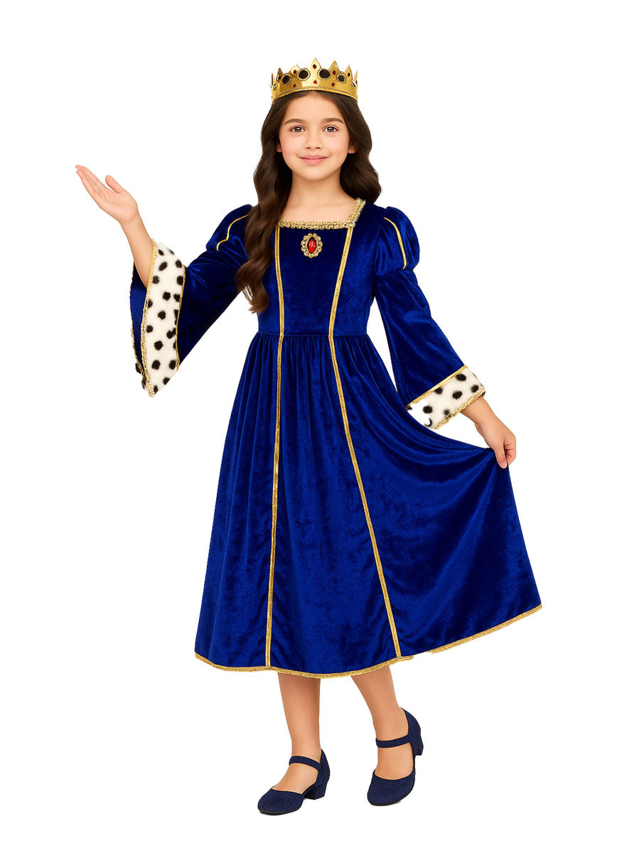 Girls Deluxe Blue Renaissance Regal Princess Costume