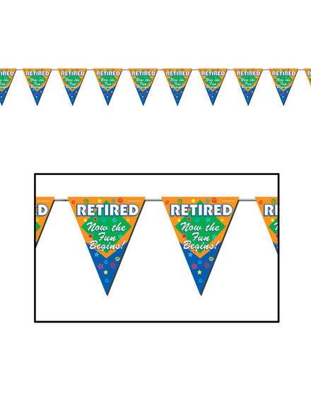 Now the Fun Begins 366cm Retirement Party Pennant Flag Bunting