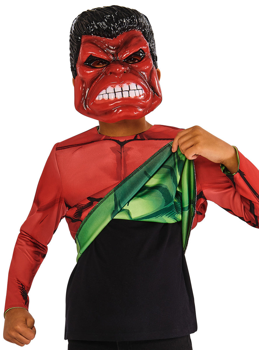 Red And Green Hulk reversible Kids Marvel Comics Costume 
 - Red Hulk Image