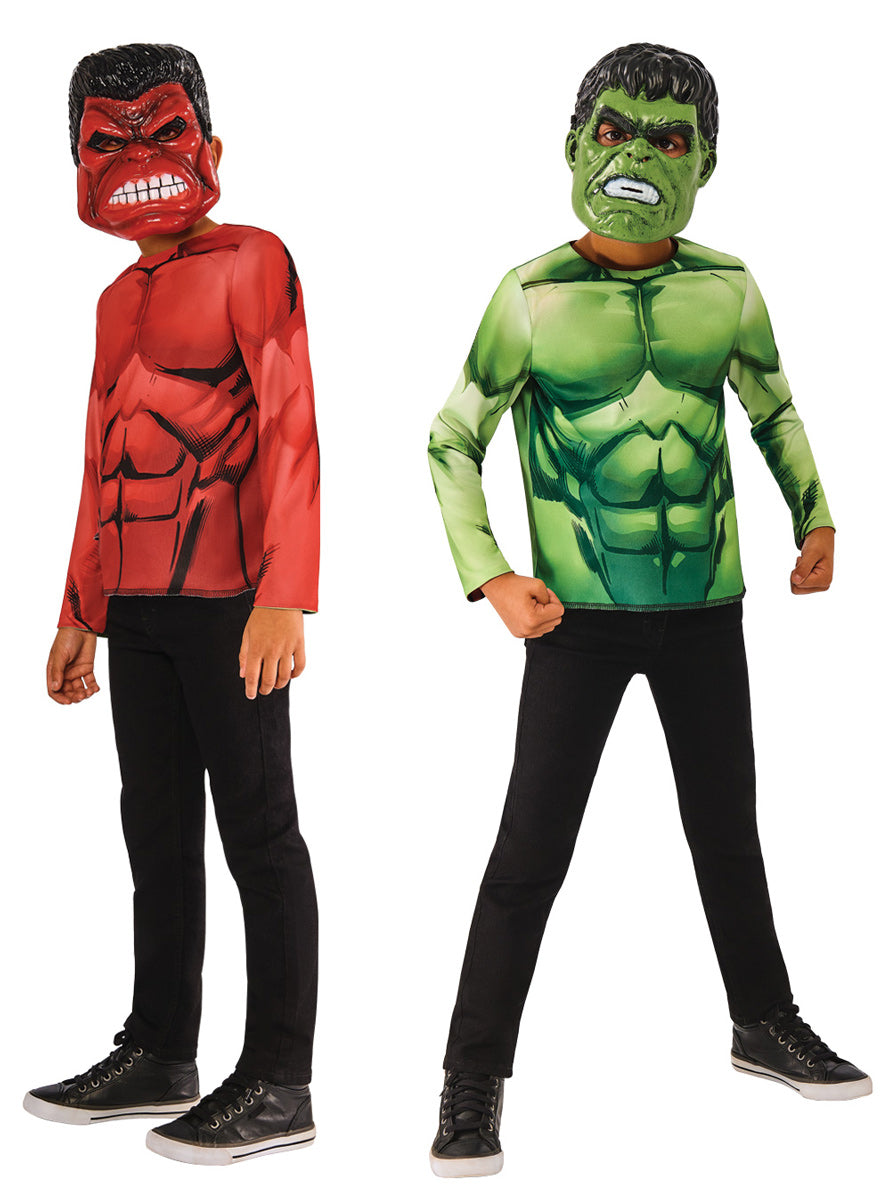 Red And Green Hulk reversible Kids Marvel Comics Costume 
 - Main Image