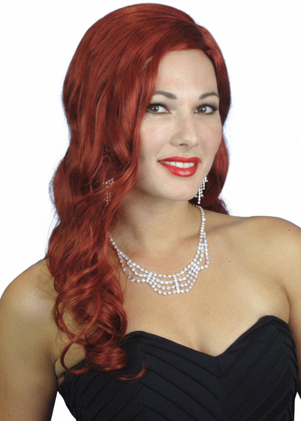 Womens Auburn Curly 1940s Rita Glamour Costume Wig - Main Image