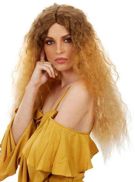 RnB Beauty Womens Long Brown And Blonde Curly Costume Wig - Main Image
