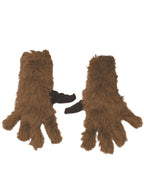 Brown Faux Fur Kids Rocket Raccon Cosutme Gloves - Main Image