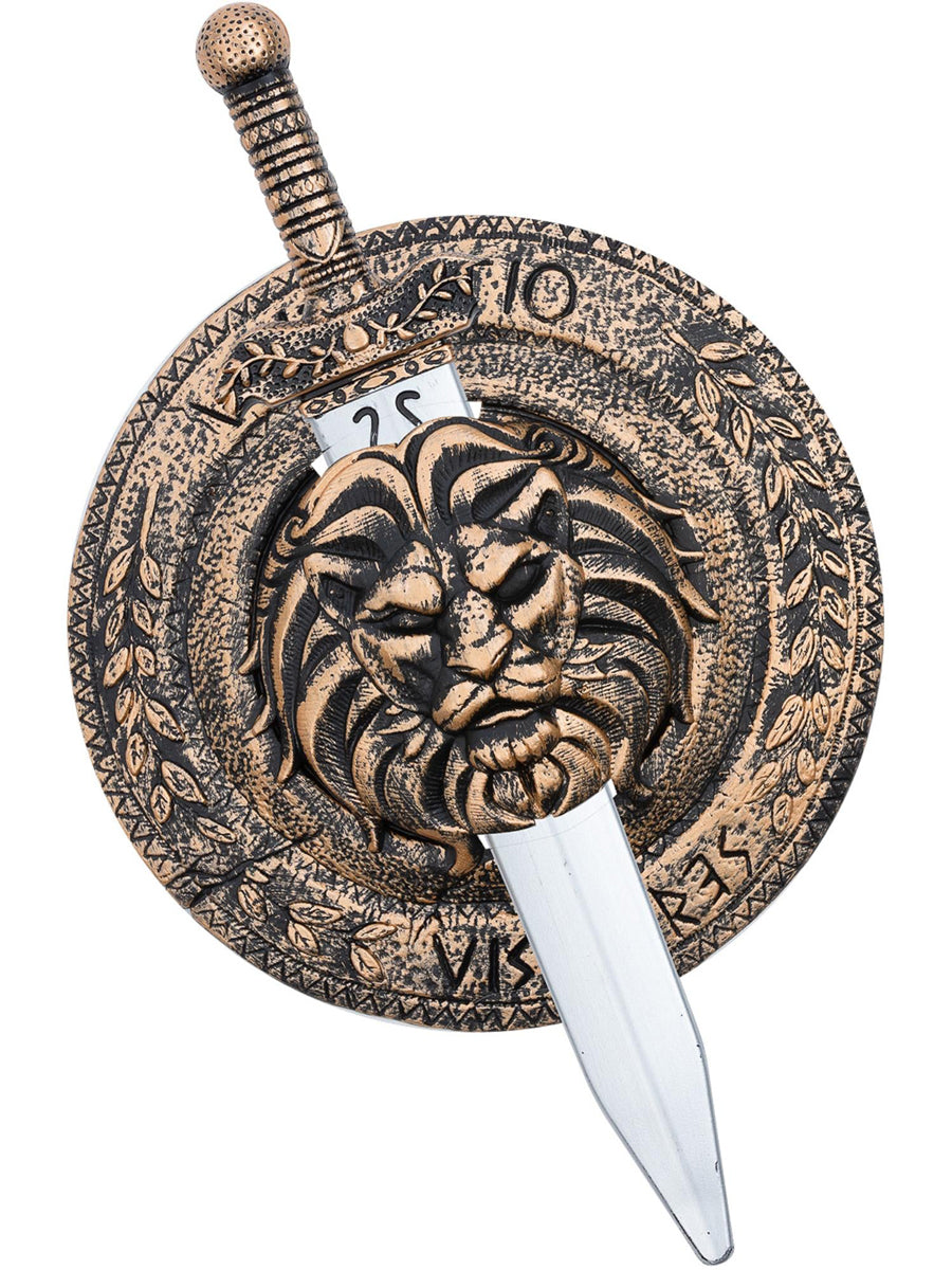 Gold Lion Sword and Shield Roman Gladiator Weapon Set - Alternate Image