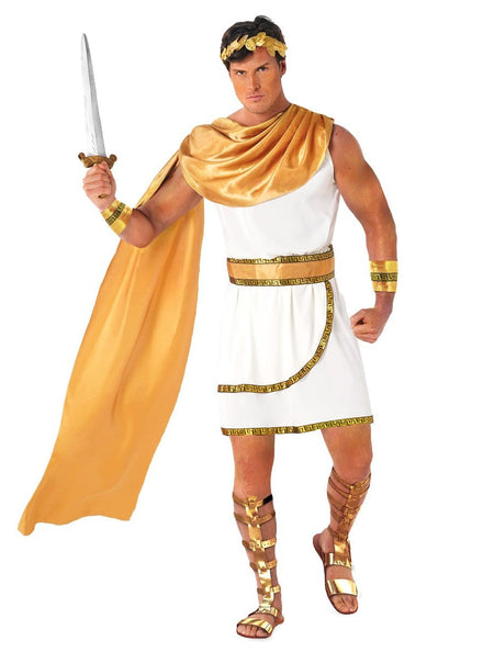 Roman God Mens White and Gold Toga Costume - Main Image
