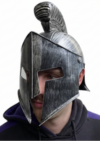 Roman Soldier Adults Silver Metal Look Costume Helmet - Main Image