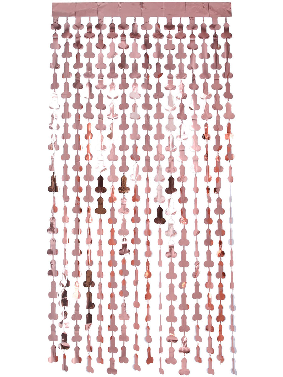 Foil Rose Gold Hens Night Penis Curtain Backdrop - Main Image