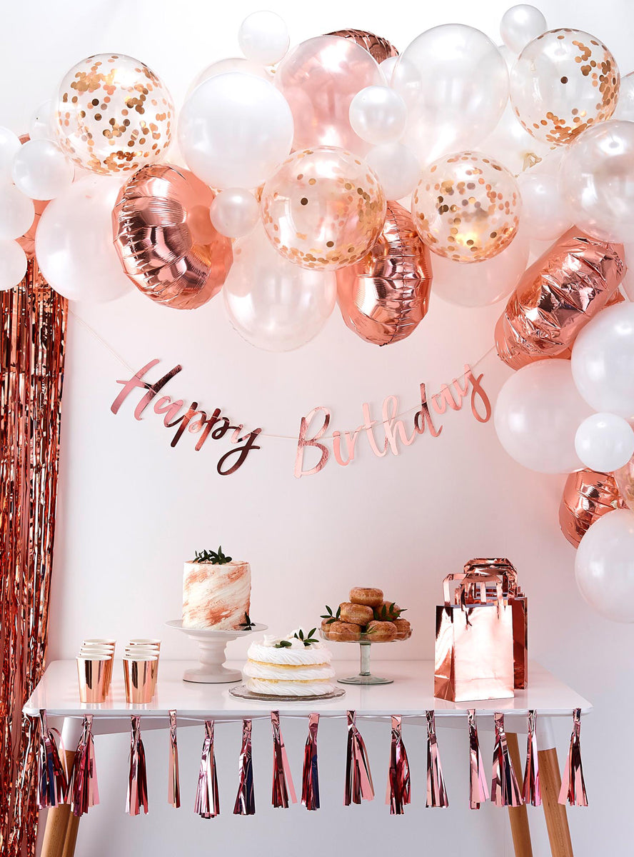 rose gold mixed balloon garland kit - alternative image