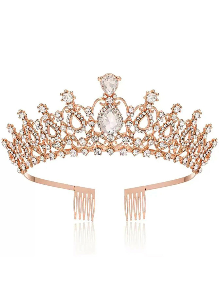 Rose Gold Metal Tiara with Diamantes