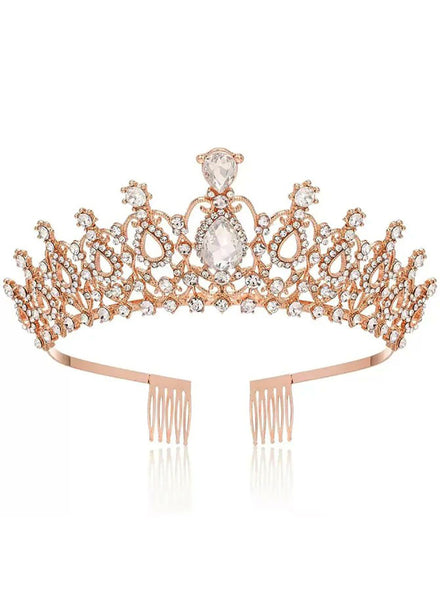 Rose Gold Metal Tiara with Diamantes