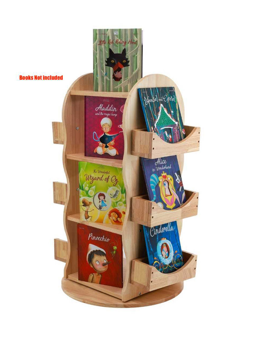 Rotating Solid Rubberwood Bookshelf - Books Image 1