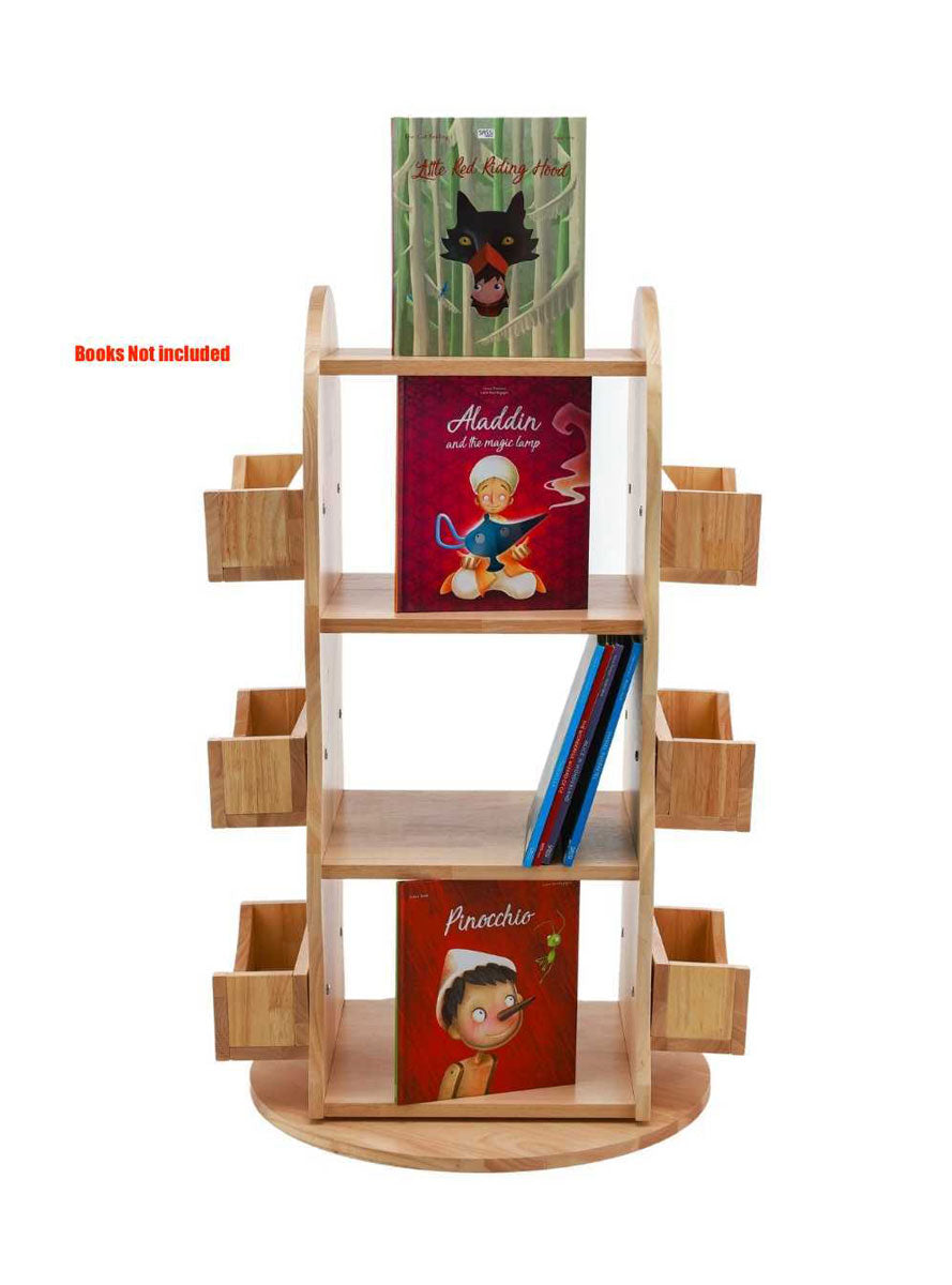 Rotating Solid Rubberwood Bookshelf - Books Image 2