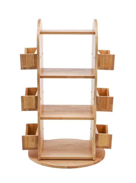 Rotating Solid Rubberwood Bookshelf - Side Image