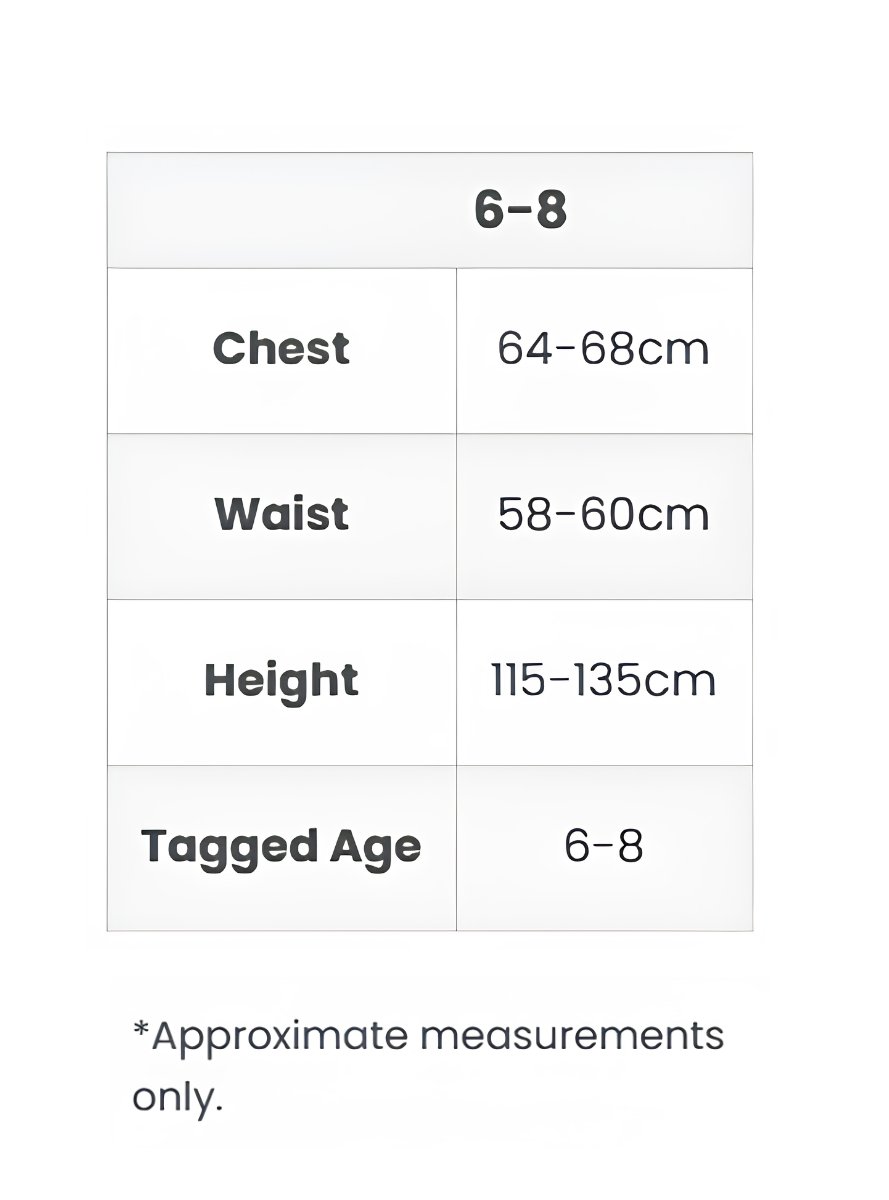 Rubies Girls Size Chart 6 To 8