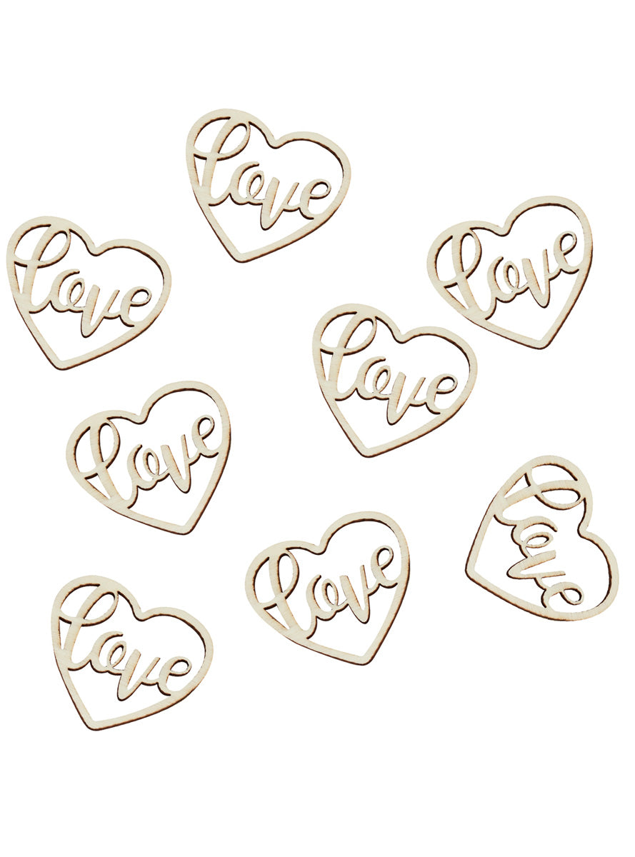 Rustic Country 24 Pack Love Heart Wooden Confetti – Main Image