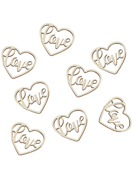 Rustic Country 24 Pack Love Heart Wooden Confetti – Main Image