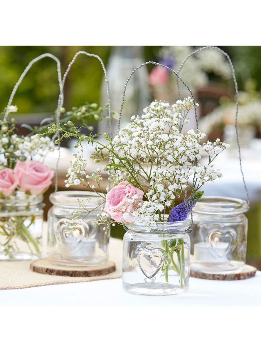 Rustic Country 4 Pack Glass Tea Light Holders – Lifestyle Image