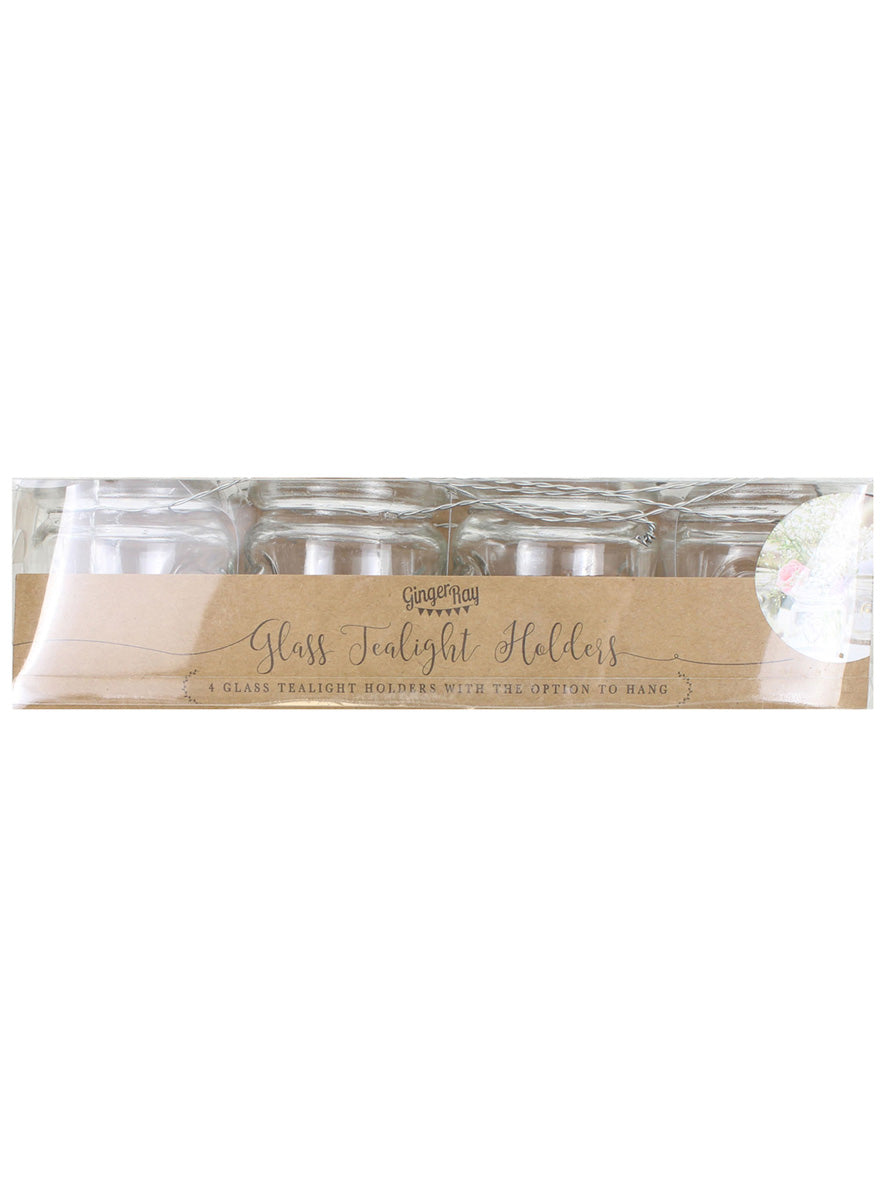 Rustic Country 4 Pack Glass Tea Light Holders – Packaging Image